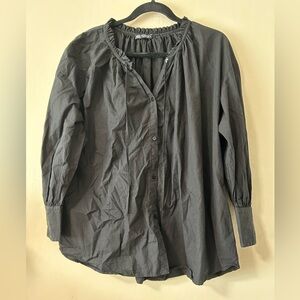 Zara 100% Cotton Black Blouse Top
